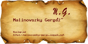 Malinovszky Gergő névjegykártya